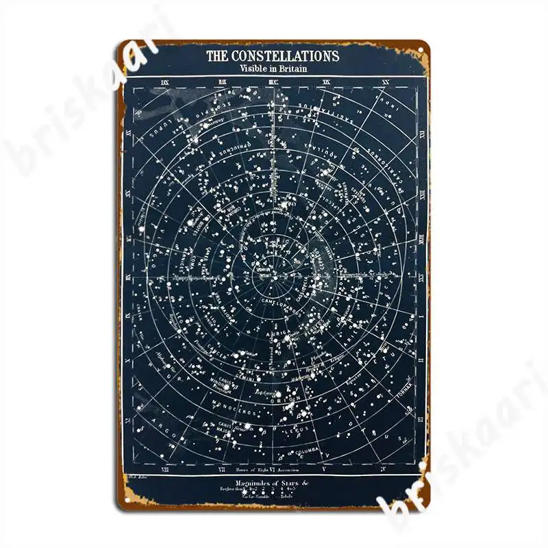 Star Map Poster - โปสเตอร์แผนที่กลุ่มดาววินเทจประมาณปี 1900 โปสเตอร์ป้ายโลหะโรงรถห้องนั่งเล่นสนิมส่วนบุคคลถ้ำป้ายดีบุกโปสเตอร์