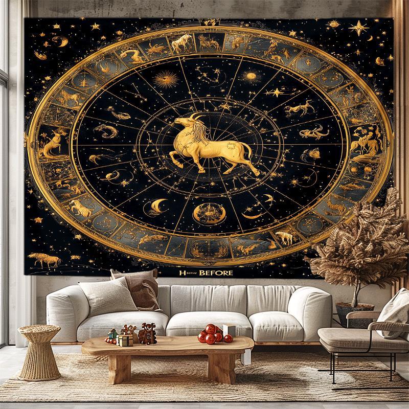 Star Map Poster - ผ้าแขวนผนังลายกลุ่มดาวสุดหรู ศิลปะโหราศาสตร์แบบโบโฮ โปสเตอร์ตกแต่งผนังขนาดใหญ่ แผนที่ดวงดาวจักรวาล ศิลปะตกแต่งบ้านแนวจิตวิญญาณ
