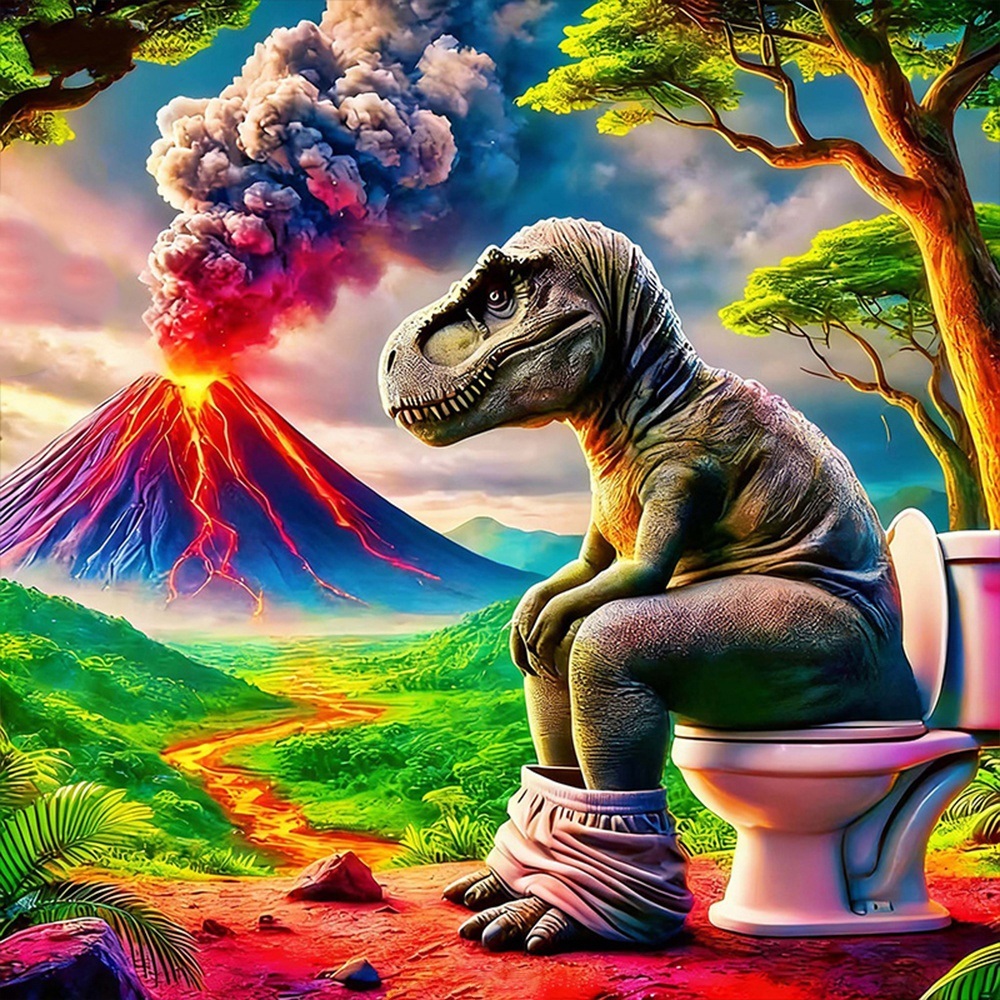 Volcano Kit Eruption - ชุดปักเพชร DIY EverShine ลายไดโนเสาร์ ภูเขาไฟระเบิด 5D