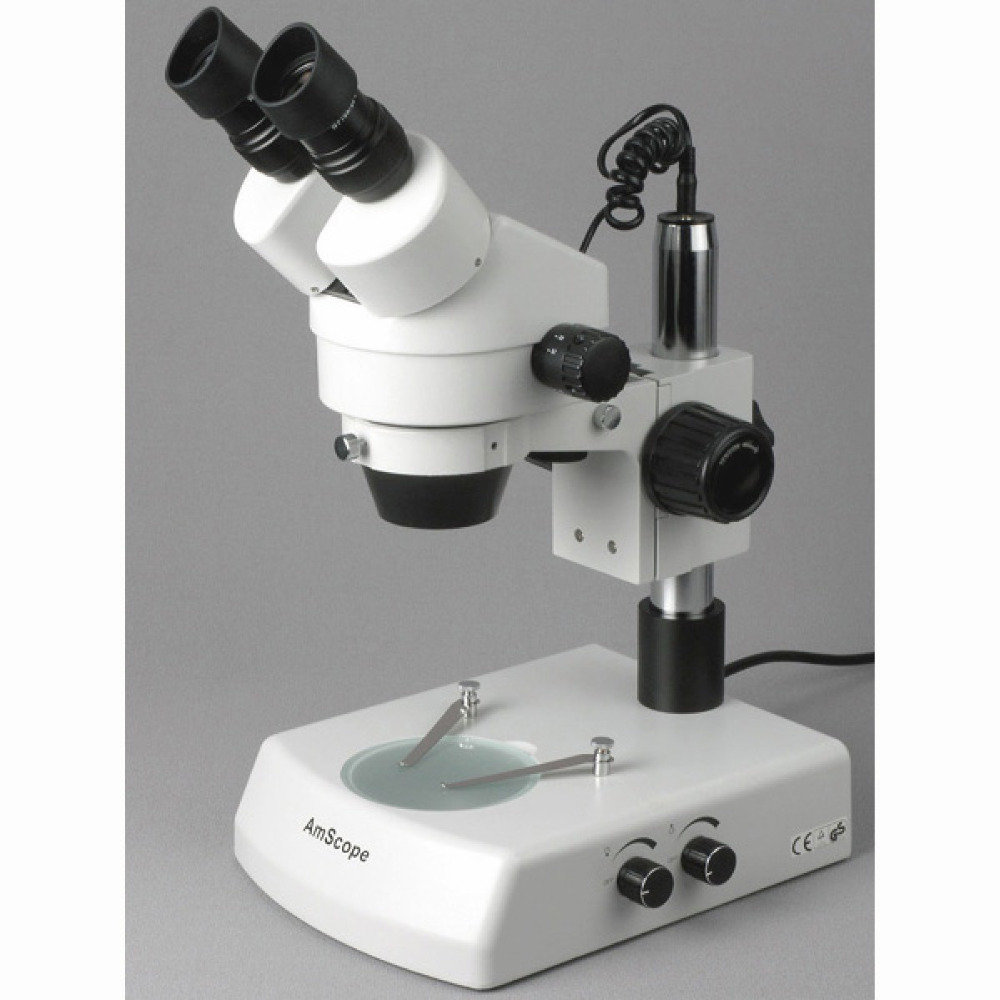 กล้องจุลทรรศน์สเตอริโอซูมแบบสอ - Amscope Microscope Stereo 7X-45X บทวิจารณ์และราคา
