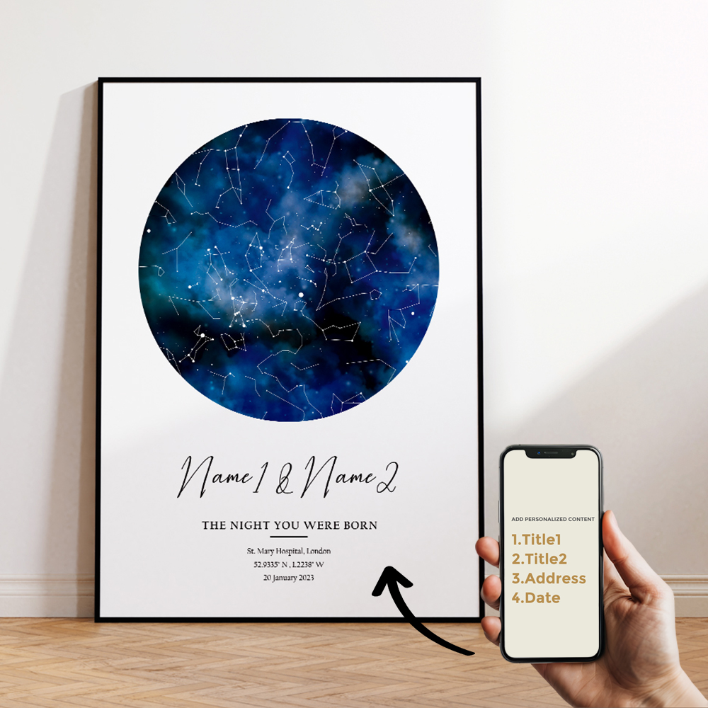 ภาพพิมพ์บนผ้าใบลายท้องฟ้ายามค่ - Star Map Poster บทวิจารณ์และราคา
