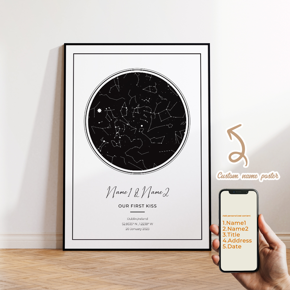 ภาพพิมพ์บนผ้าใบลายท้องฟ้ายามค่ - Star Map Poster บทวิจารณ์และราคา